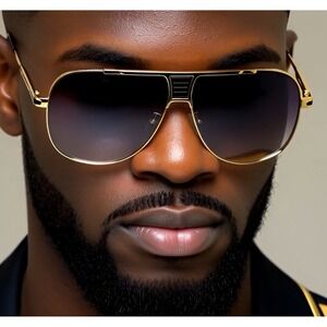 Gold Frame Aviator Sunglasses Men Vintage Style Hip Hop Luxury Style Fancy Gafas